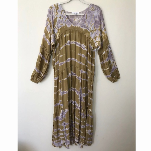 ⚡️SOLD⚡️Young Fabulous & Broke Dress Tie Dye Long Sleeve Long Maxi Tiered NEW - Picture 3 of 16